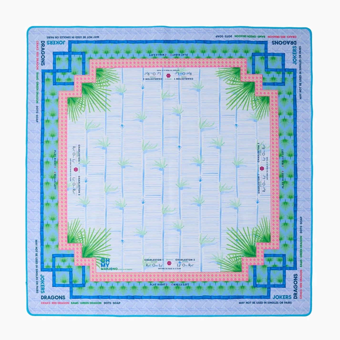 Board game mat with grid layout and decorative elements on a white background